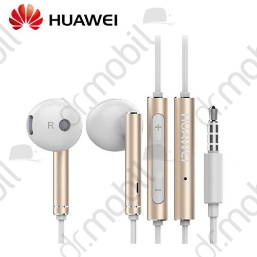 Fülhallgató vezetékes Huawei AM116 (3.5 mm jack, felvevő gomb, hangerő szabályzó) fehér-arany stereo headset
